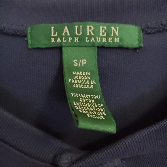 NWT Lauren Ralph Lauren Navy Blue Knit Cotton Dress w/ Belt Office Preppy Size S - Picture 9 of 13